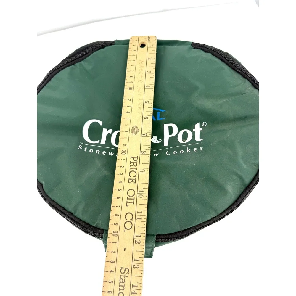 Rival Crock Pot Stoneware Cooker Insulated Zippered Cover‎ Green Oval 15x12x8